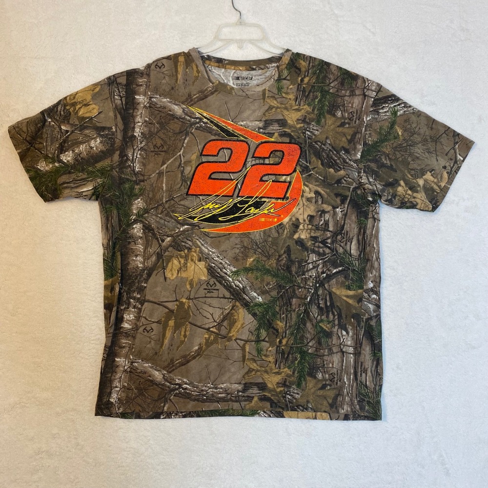 NASCAR Joey Logano 22 Realtree Camo T-Shirt Mens XXL Team Penske Racing Tee